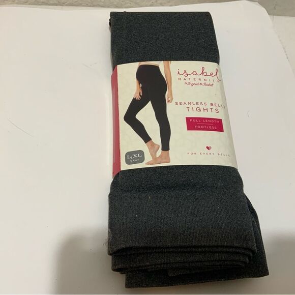 Isabel Maternity Seemless Belly Tights Full Length Footless, X/XL black NWT - Picture 1 of 4